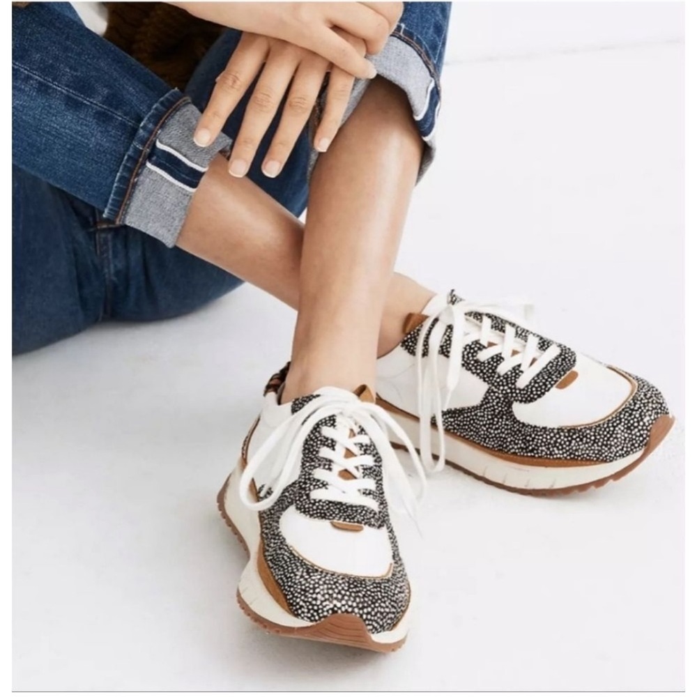 Madewell Kickoff Trainer Sneakers Leather and Spot Mix Calf Hair